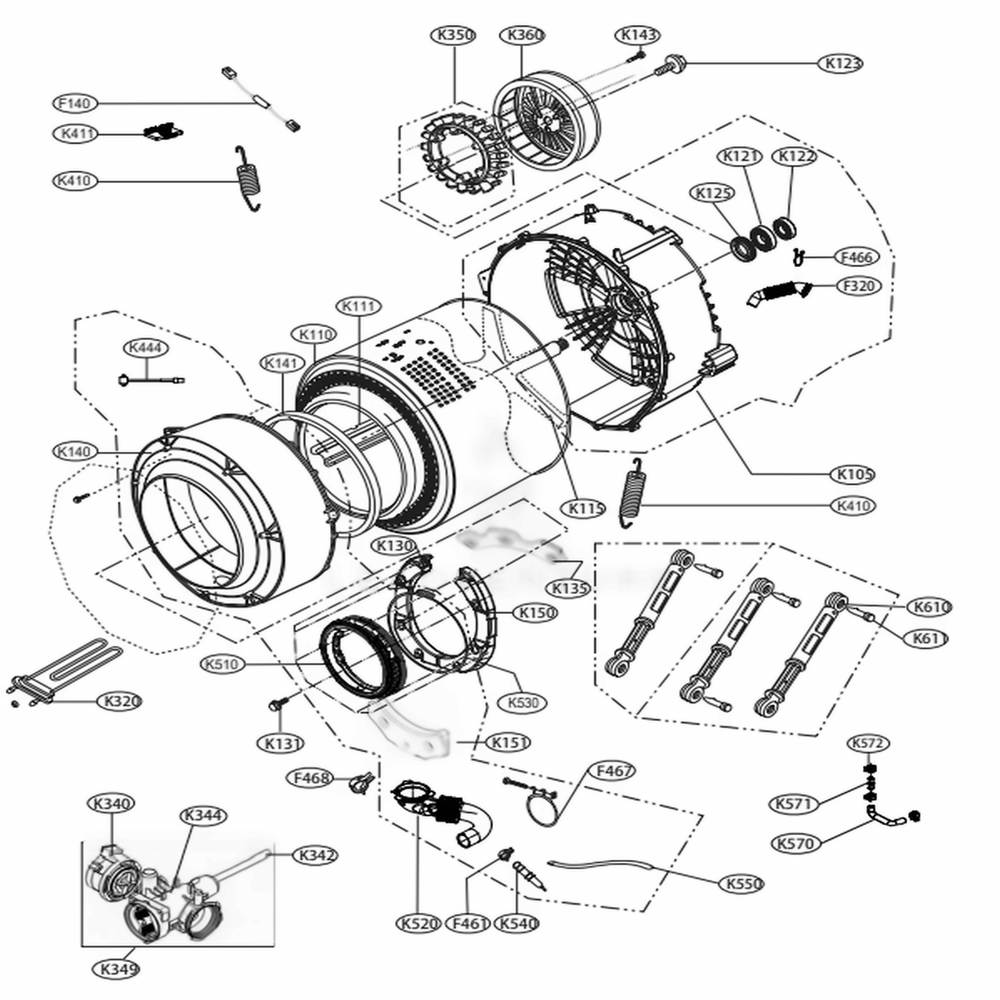 Cuve à tambour LG AJQ74954112