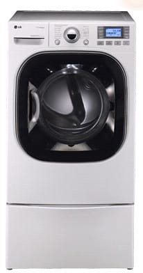 Sécheuse à gaz à chargement frontal LG DLGX3876W de 27 pouces avec capacité de 7,4 pi³