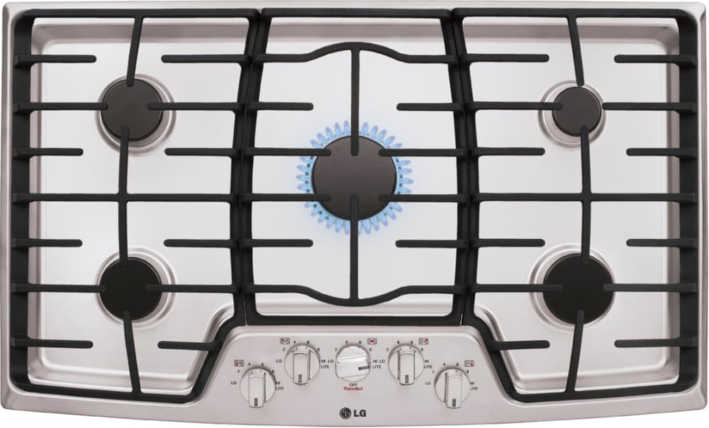 LG LCG3611ST 36 Inch Gas Cooktop 5 Burners Cast Iron Grates SuperBoil