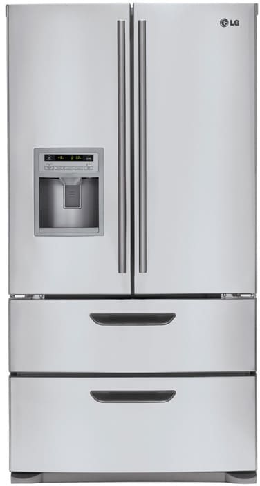 Réfrigérateur LG LMX25964ST de 24,7 pi³ à 4 portes françaises avec 4 tablettes en verre trempé anti-déversement