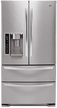 Réfrigérateur à portes françaises LG LMX25984ST de 24,7 pi³ avec 4 tablettes en verre anti-déversement