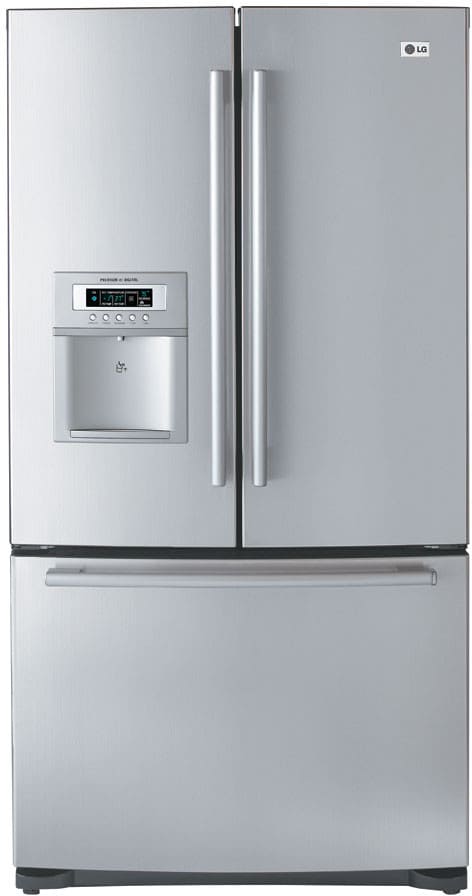 Réfrigérateur à portes françaises LG LRFD21855ST de 20,7 pi³ avec profondeur d'armoire, distributeur d'eau externe et porte de congélateur à tiroir inclinable : acier inoxydable