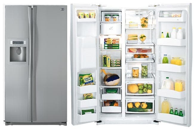 Réfrigérateur côte à côte LG LRSC26910SW de 25,5 pi³ avec commandes de température électroniques à 7 capteurs et affichage numérique à DEL : blanc lisse