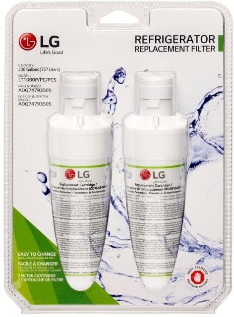 Filtre à eau de rechange pour réfrigérateur LG LT1000PCS (6 mois/capacité de 200 gallons) (lot de 2)