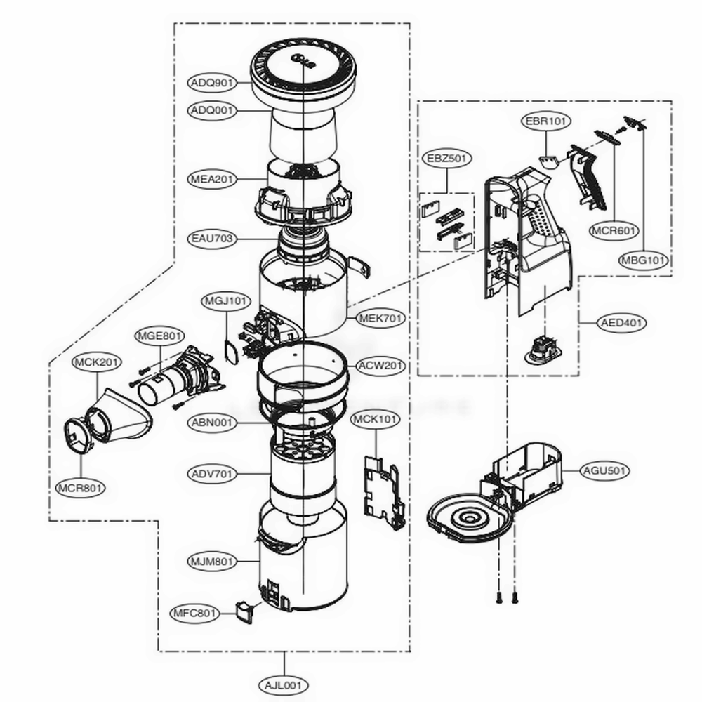 LG AGU75652503 Vacuum Cleaner Bottom Plate Assembly