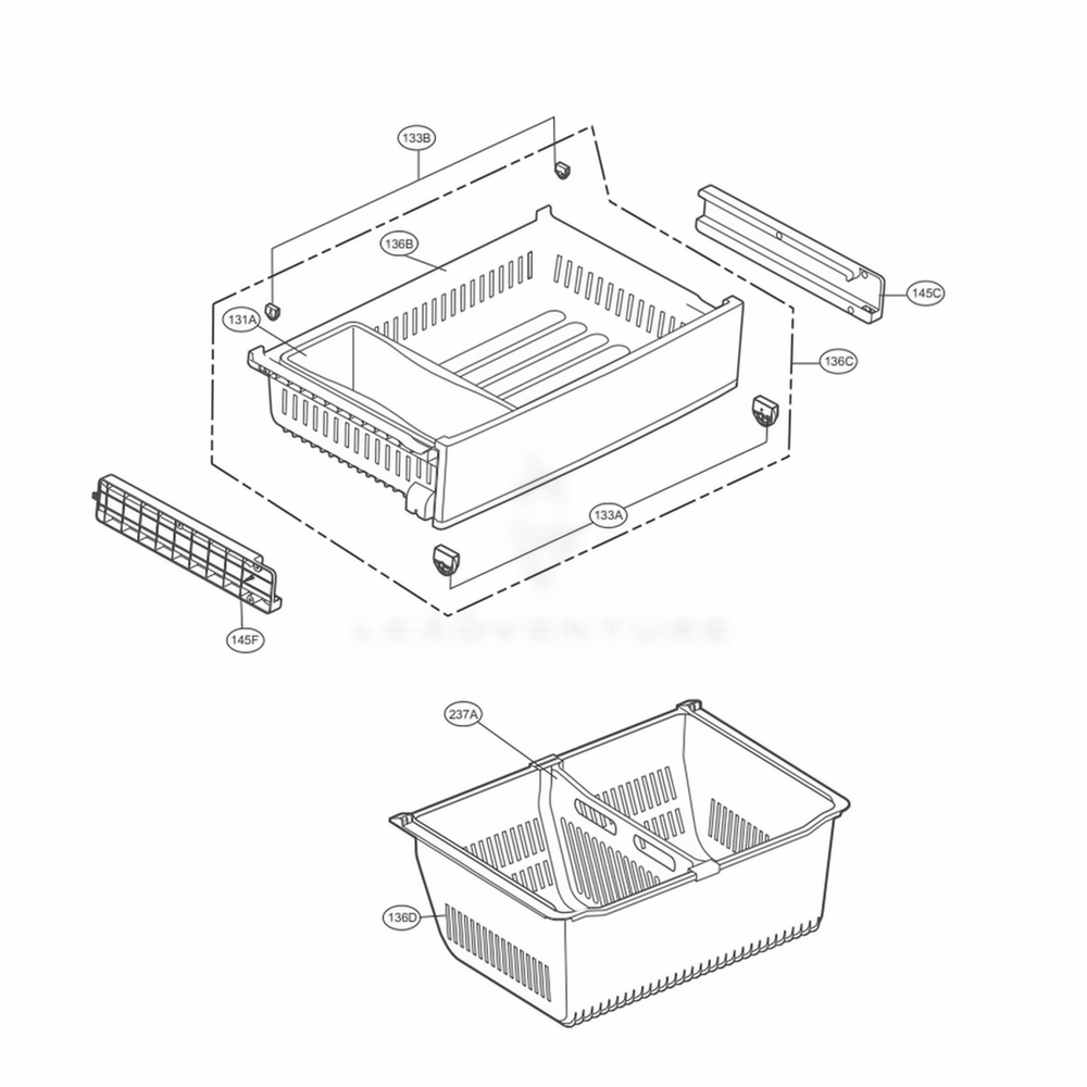 LG AJP75234914 Drawer Tray Assembly