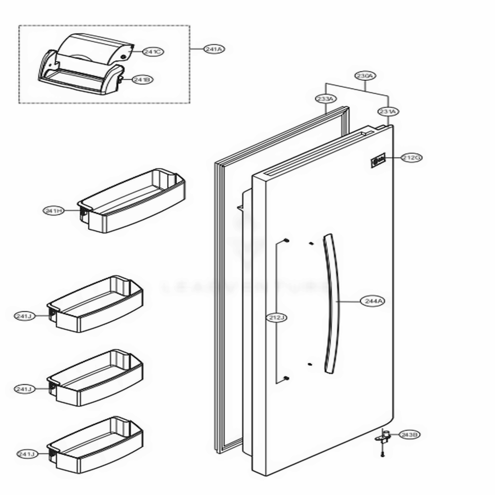 LG ADD72912636 Refrigerator Refrigerato Door Foam Assembly