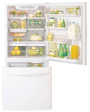 LG LRDN20724ST 19.7 Cu. Ft. Bottom Freezer Refrigerator with Electronic Temperature Controls & Express Freezing Function: Stainless Steel