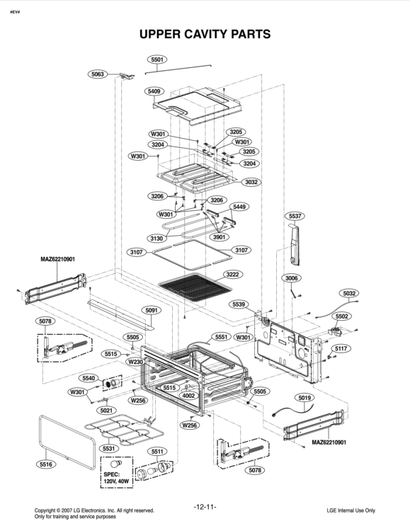 LG AEH73256202 Range Hinge Assembly