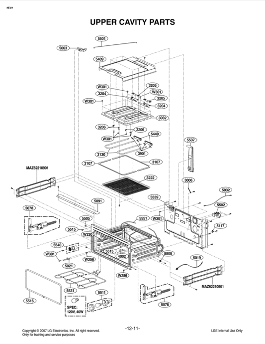 Charnière de cuisinière LG AEH73256202