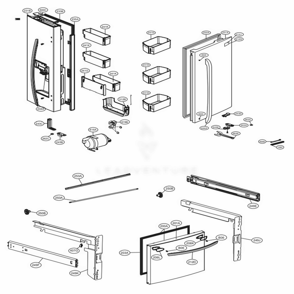 LG ADD73996085 Refrigerator Refrigerato Door Foam Assembly