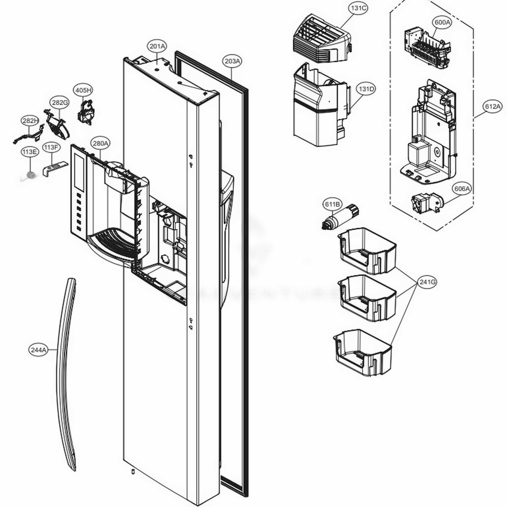 LG ADD74296457 Refrigerator Freezer Door Assembly