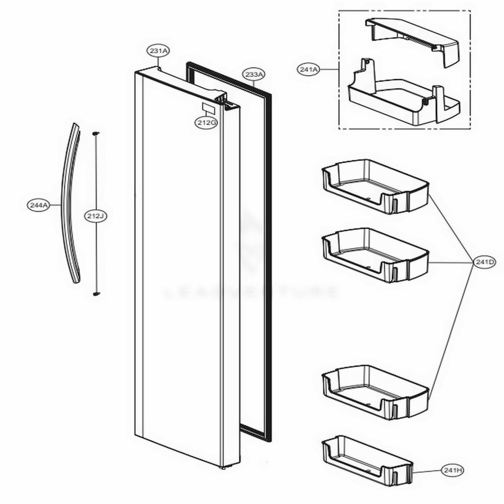 LG ADD74296604 Refrigerator Freezer Door Assembly