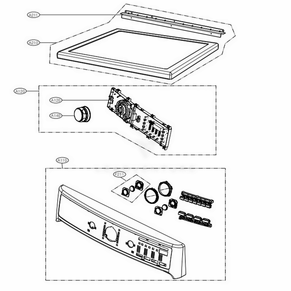 LG AGL75694703 Washer Control Panel Assembly