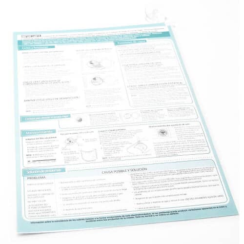 LG Washer Operation Sheet - 3840EL3001F