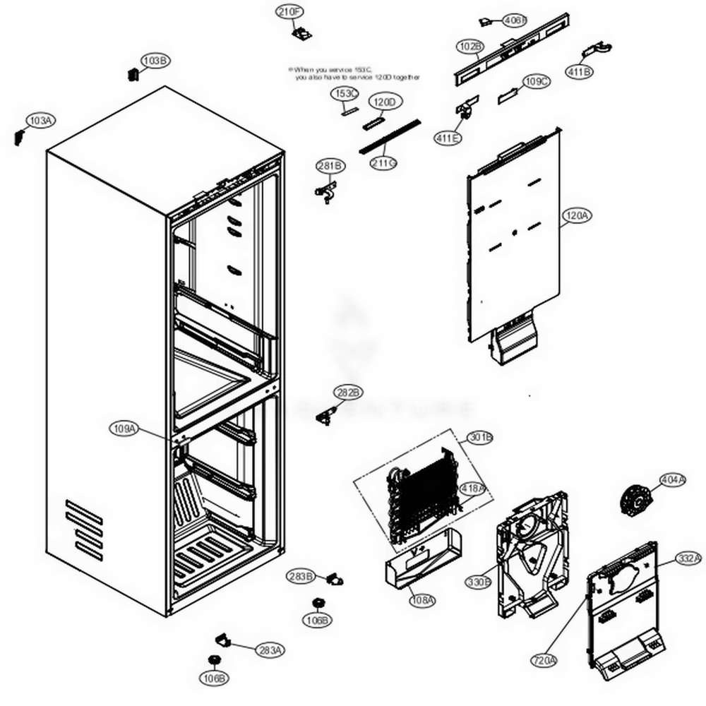 LG AEH75596701 Refrigerator Lower Hinge Assembly