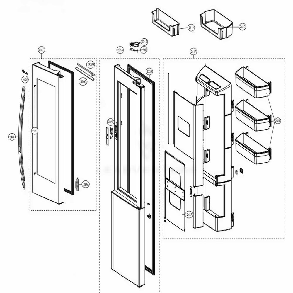 LG ADD74296715 Refrigerator Convenience Door Outer Panel Assembly