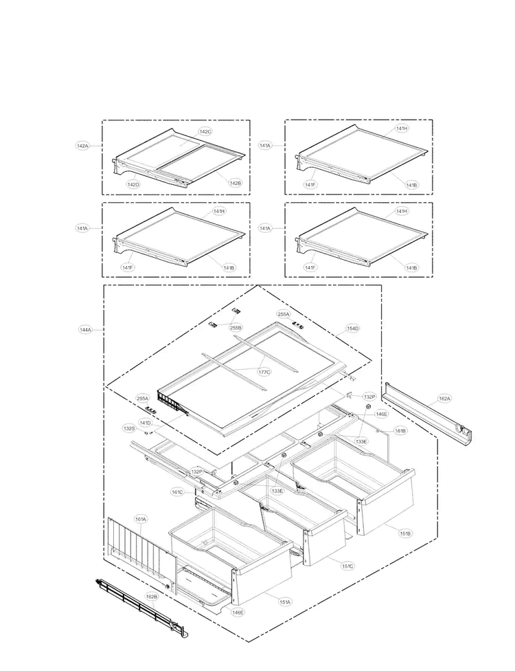 LG AHT73554304 Refrigerator Net Shelf Assembly