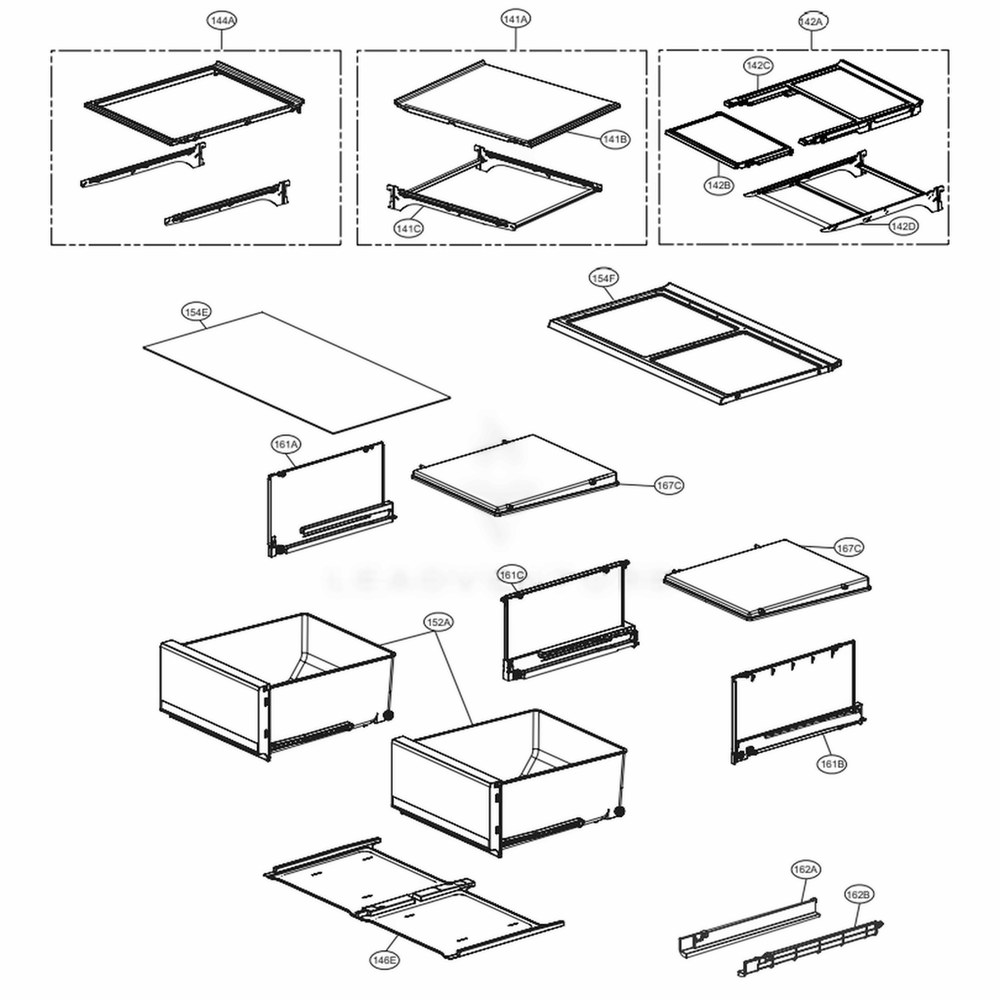 LG AJP73654624 Vegetable Tray Assembly