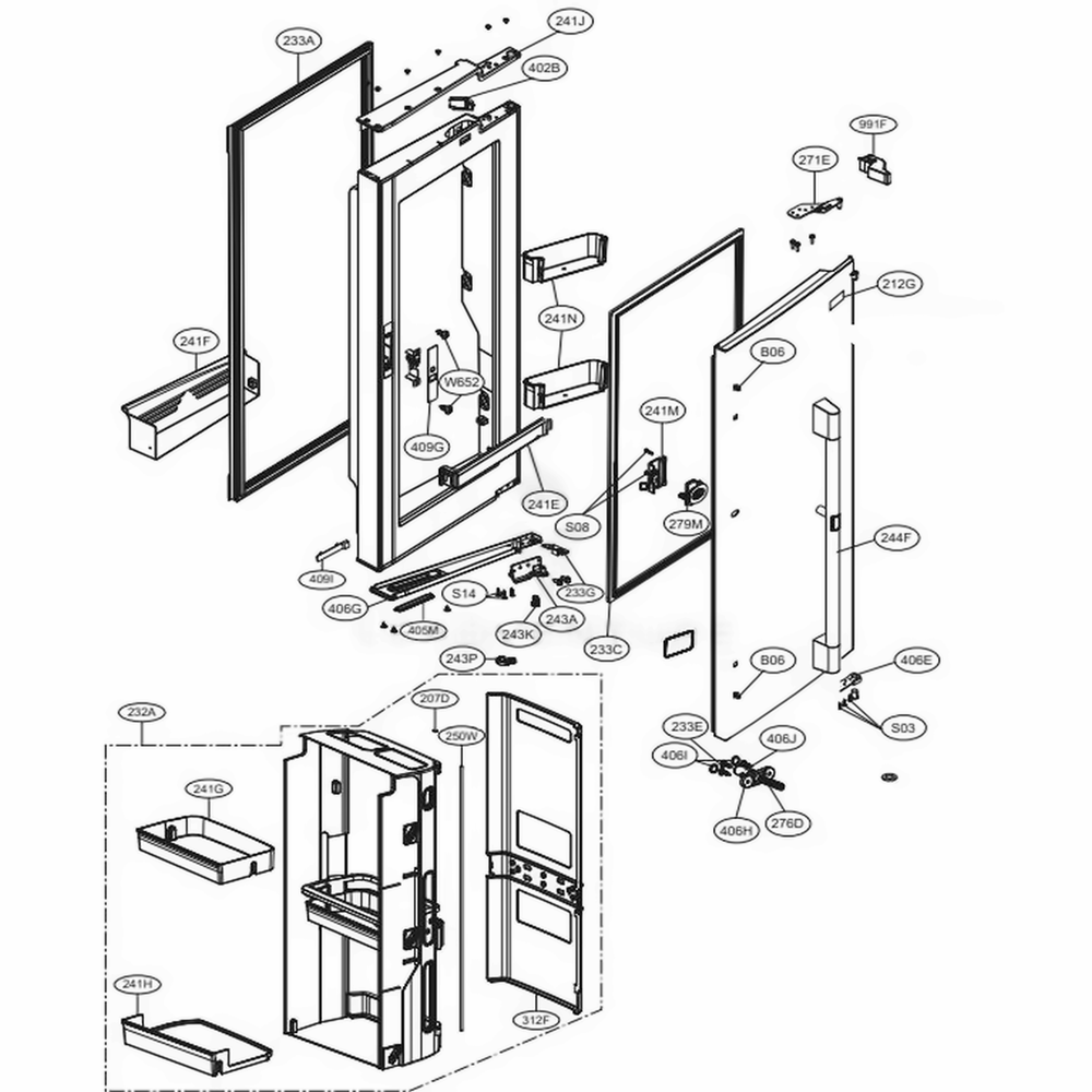 LG ADD74795810 Refrigerator Door Foam Assembly, Refrigerato