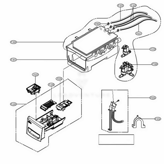 LG AGL30019115 Washer Panel Assembly, Drawer