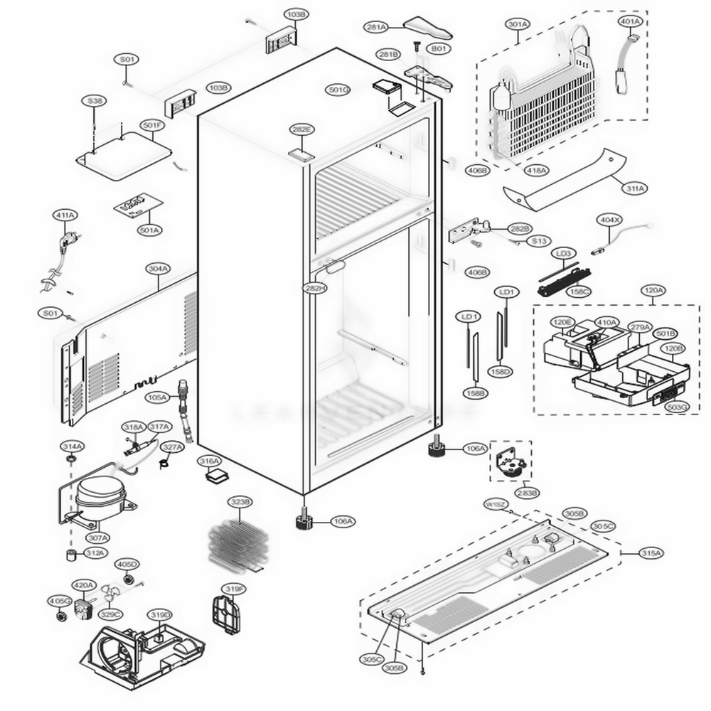 LG 5421JJ0002J Refrigerator Evaporator Assembly