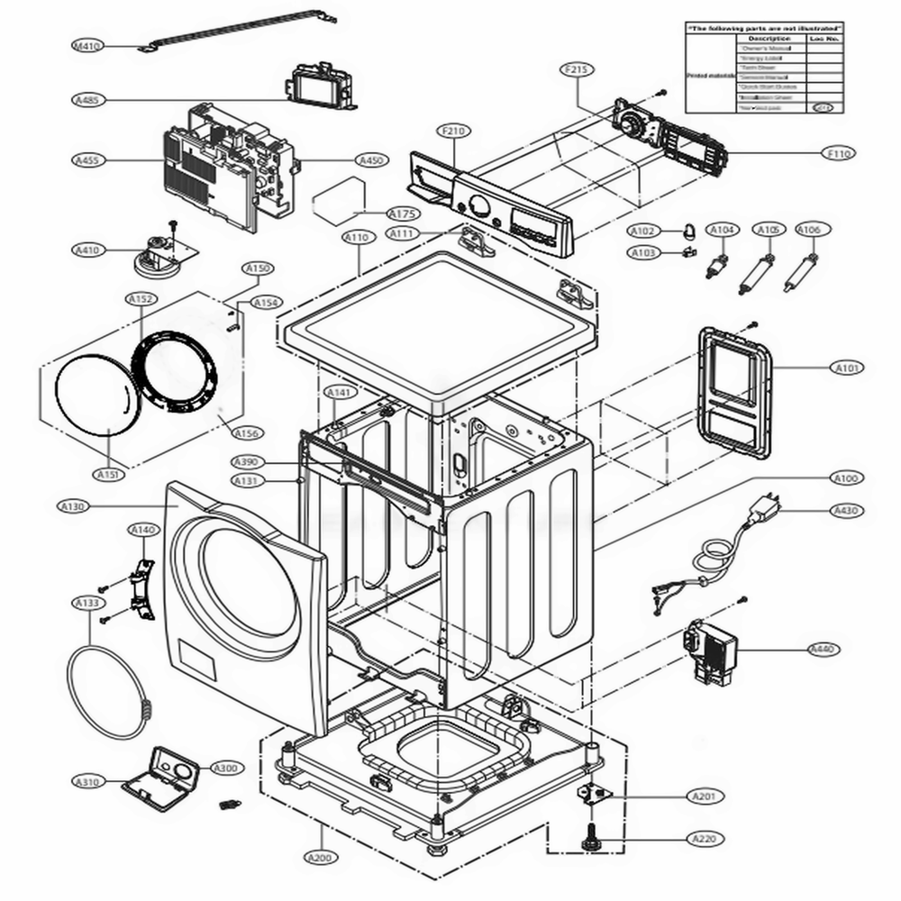 LG AAN73931904 Washer Cabinet Base Assembly