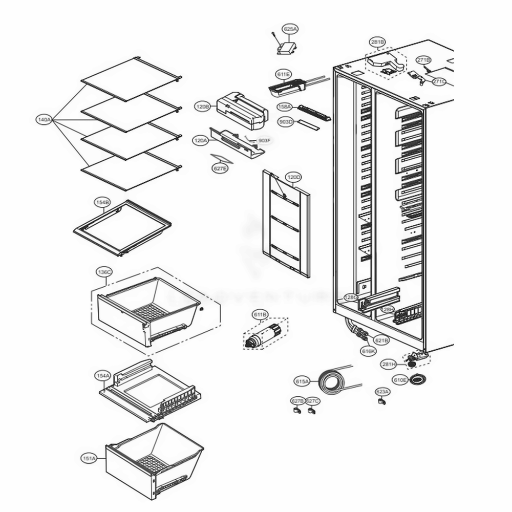  LG AJP73815118 Refrigerator Drawer Tray Assembly