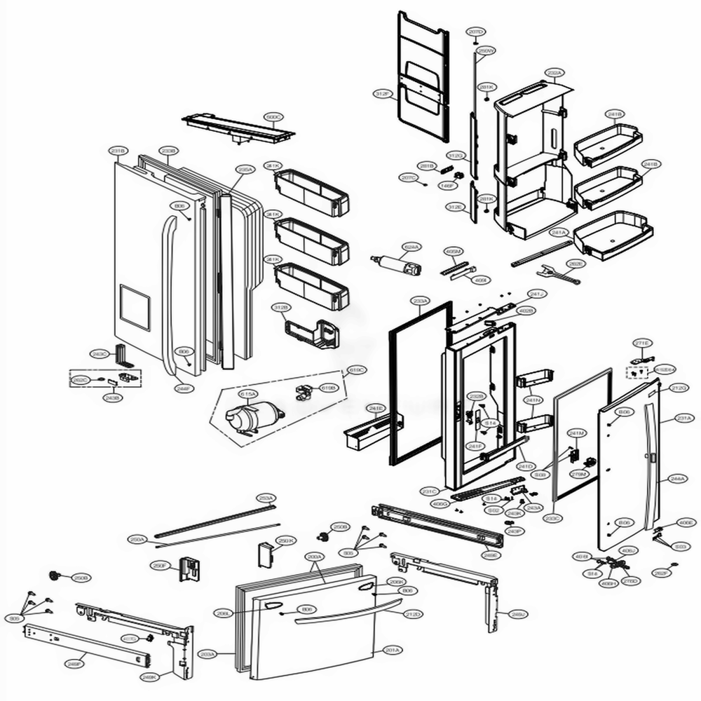 LG ADD75216102 Refrigerato Door Foam Assembly