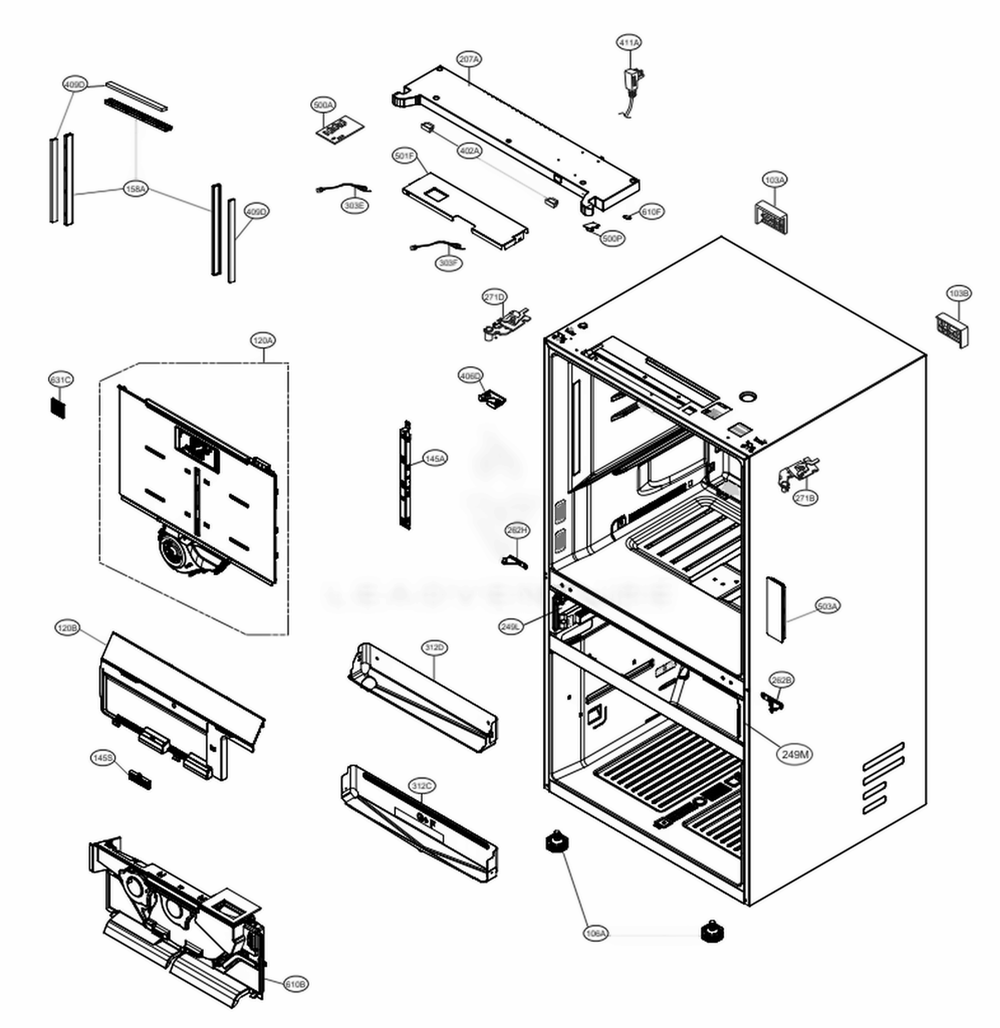 LG AEC74177401 Refrigerator Rail Guide Assembly