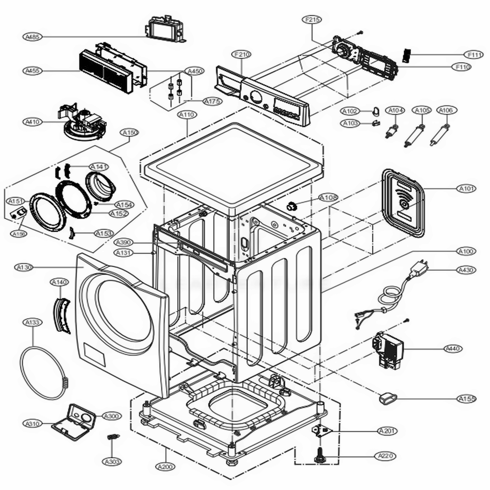 LG MDQ66056301 Washer Doorouter Form Frame