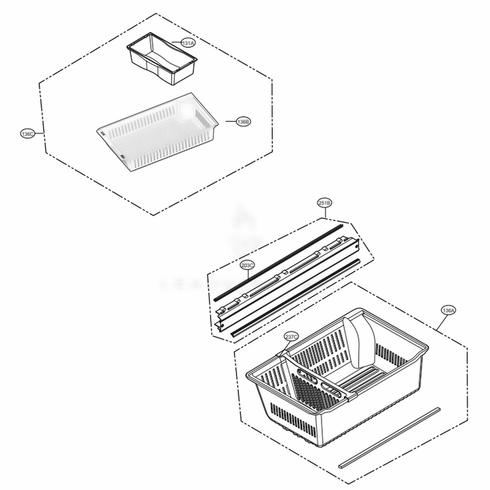 LG AJP73794505 Refrigerator Drawer Tray Assembly