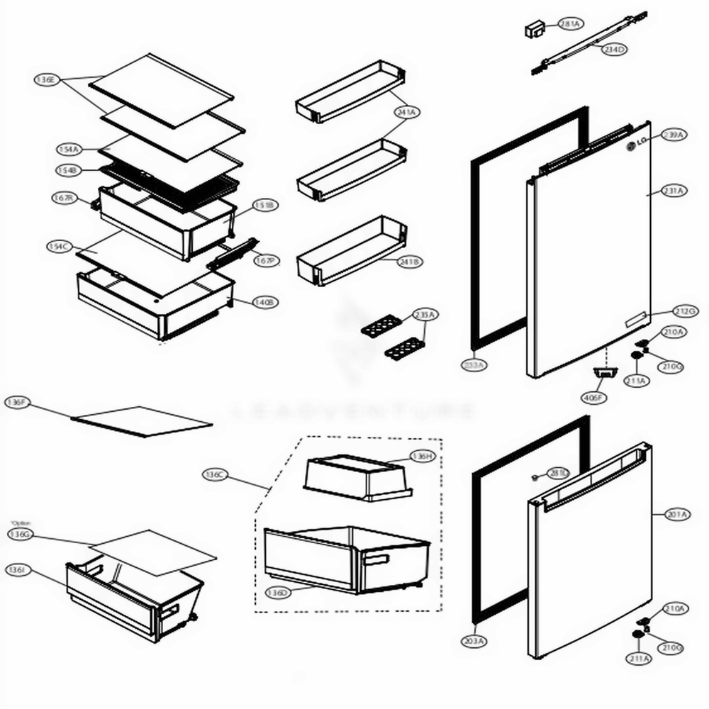 LG ADD76195839 Refrigerator Refrigerato Door Foam Assembly