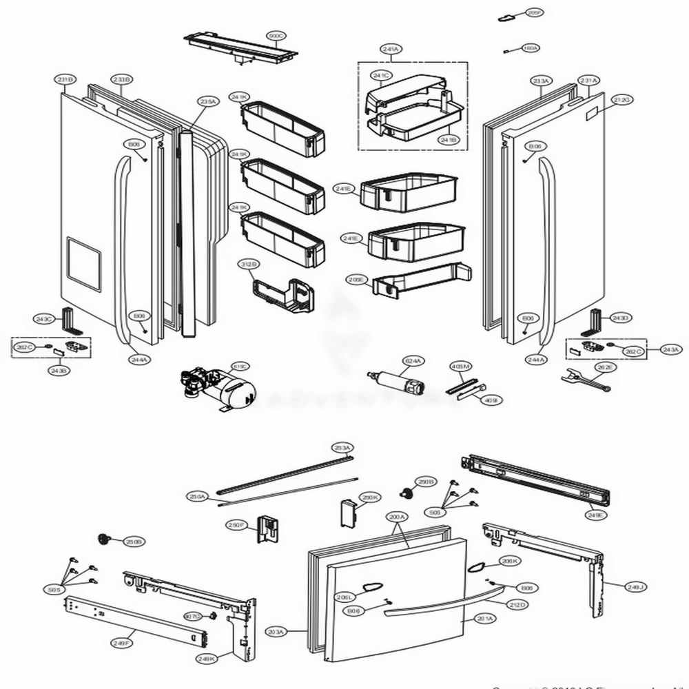 LG ADD76155801 Refrigerato Door Foam Assembly