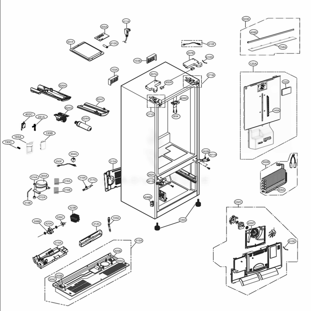 LG AEH76036209 Refrigerator Center Hinge Assembly