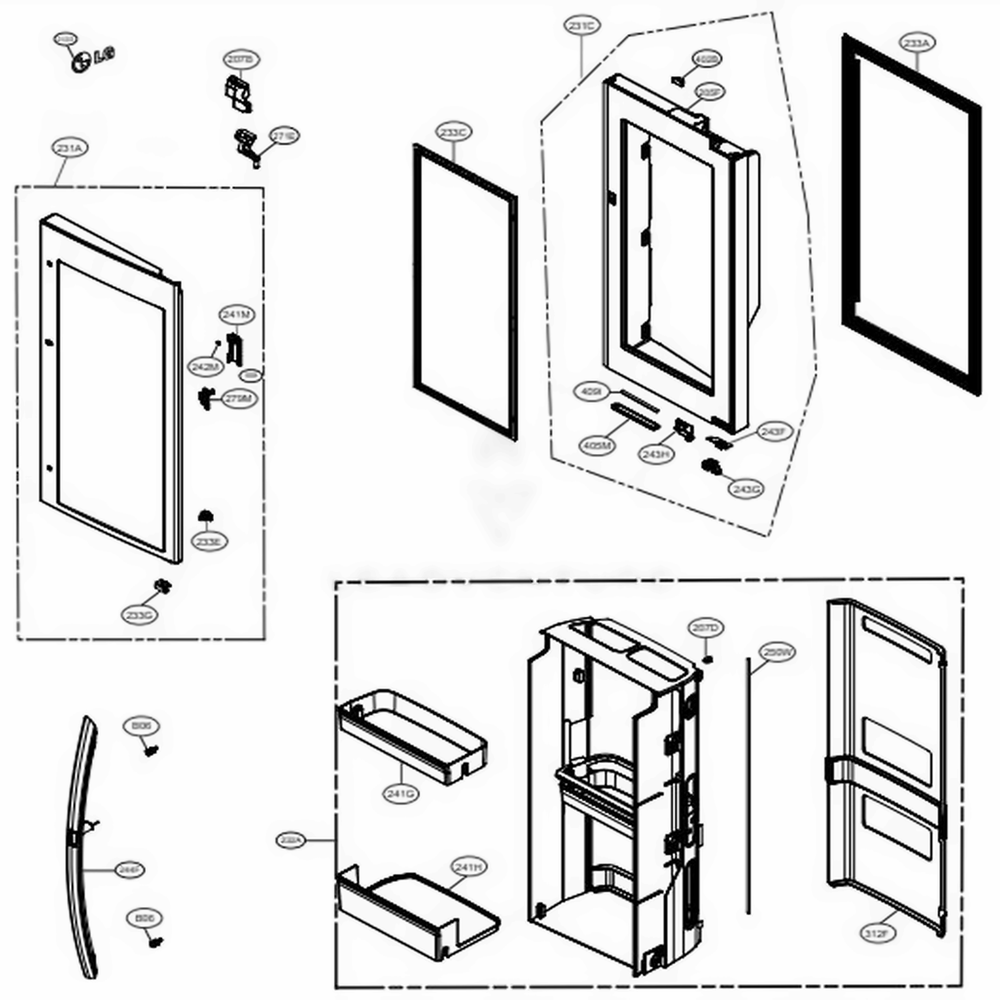 LG ADD74236316 Refrigerator Door Foam Assembly, Refrigerato