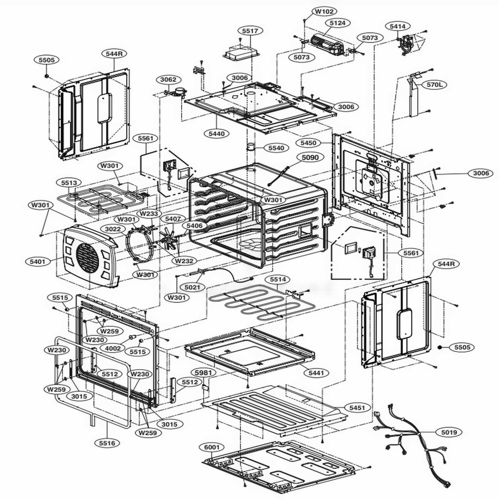 LG 6877W2A002U Oven Single Harness