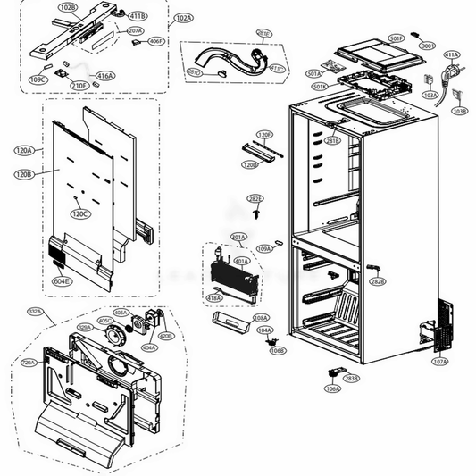 LG ABQ76880302 Refrigerator Control Refriger Case