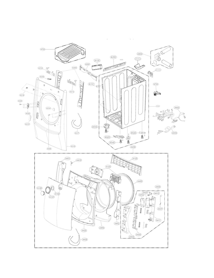 LG ADC75446403 Dryer Door Assembly