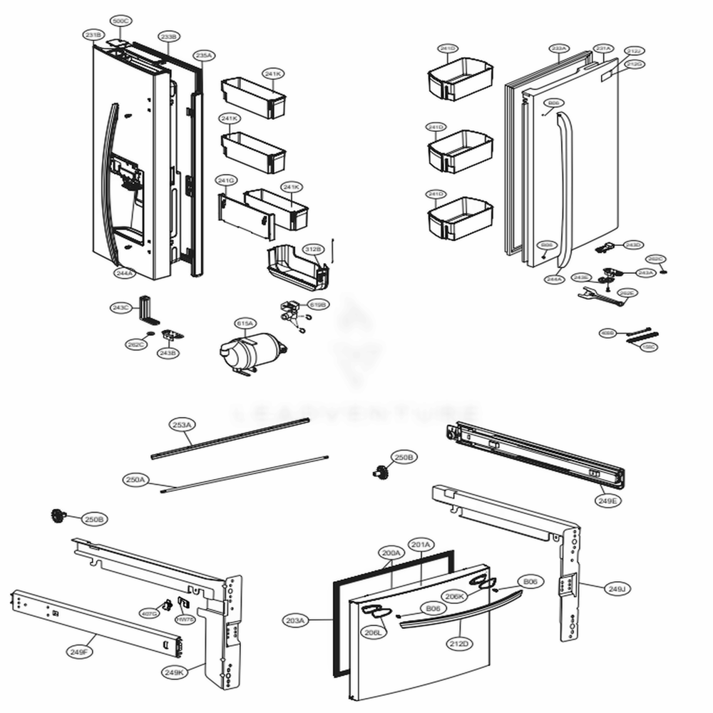 LG ADD73996073 Refrigerator Refrigerato Door Foam Assembly