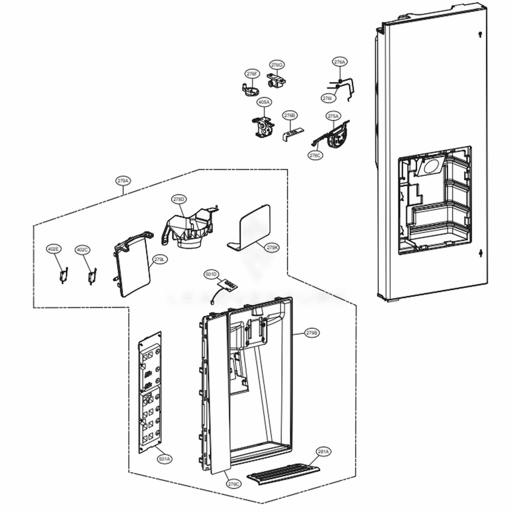 LG ACQ90319110 Refrigerator Display Cover Assembly