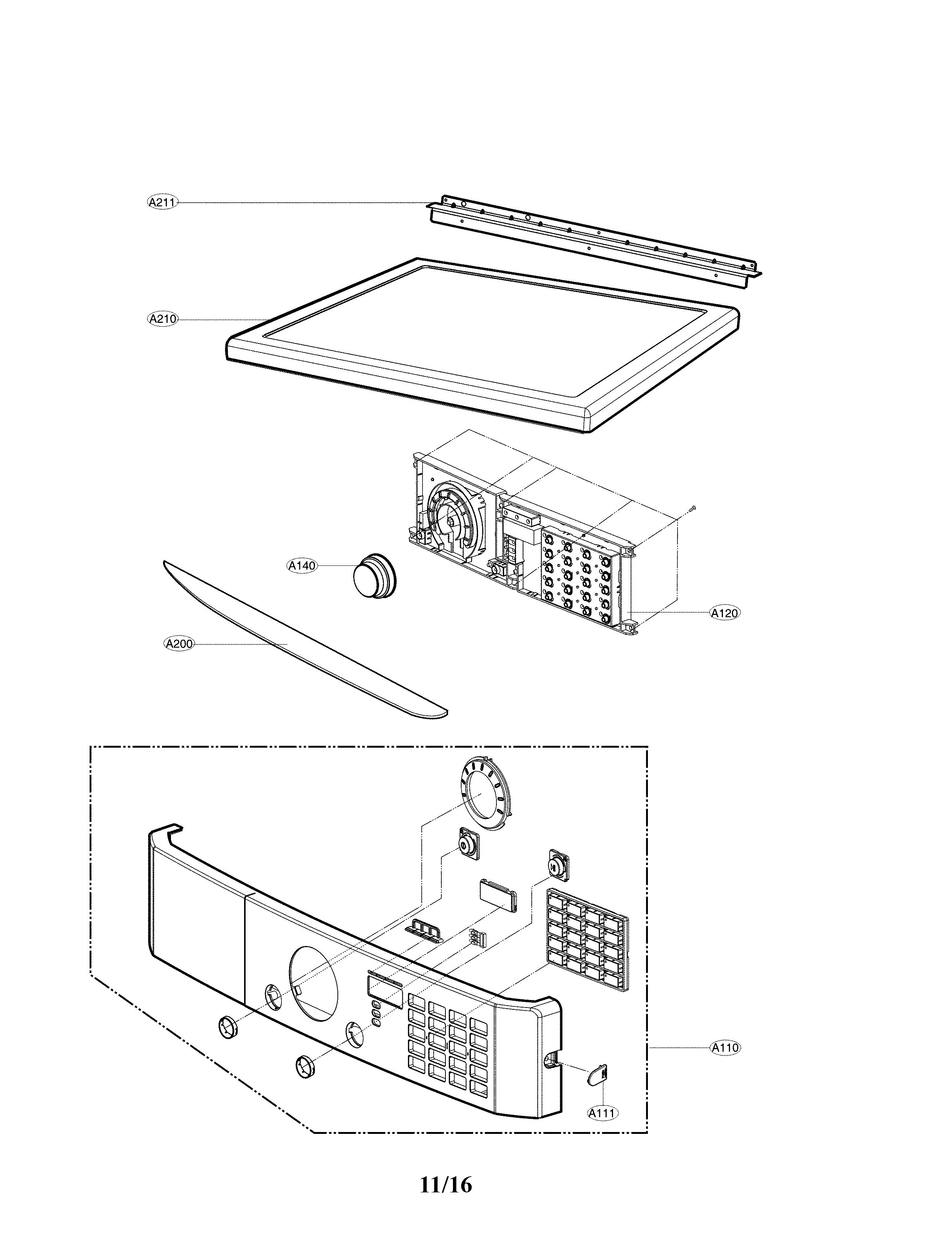 LG 3721EL0011R Washer Control Panel Assembly