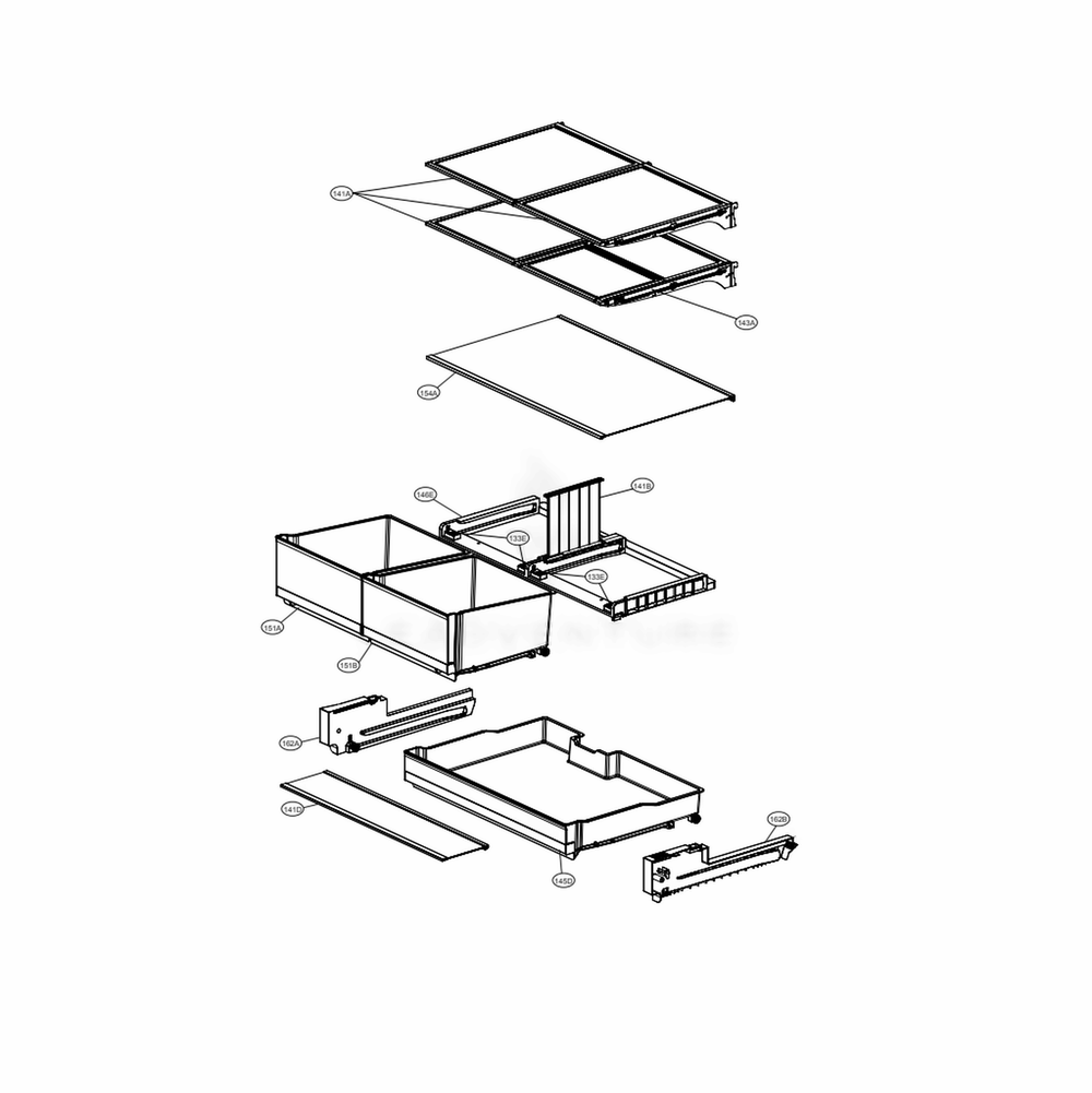 LG AJP76054404 Refrigerator Vegetable Tray Assembly