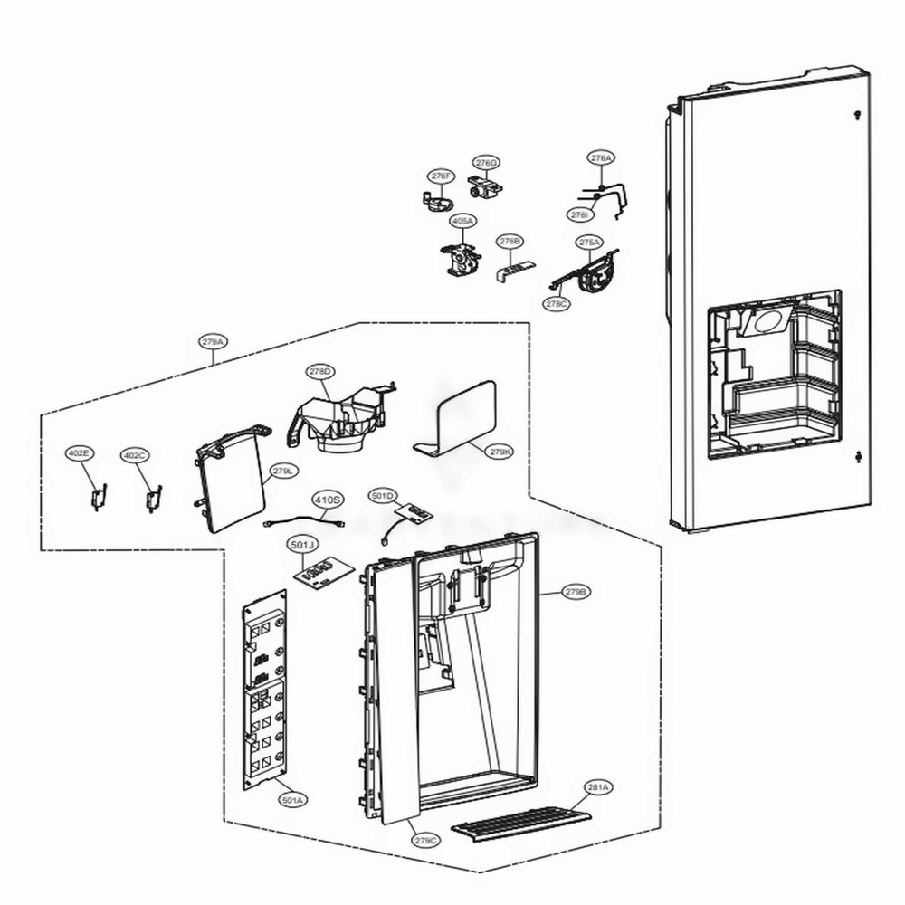 LG ACQ90319101 Refrigerator Display Cover Assembly