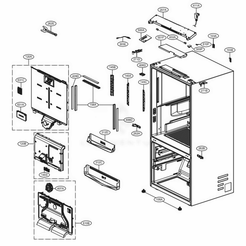 LG AEH74556329 Refrigerator Hinge Assembly, Center