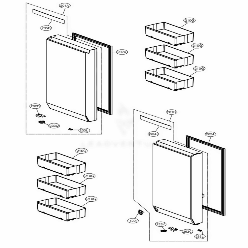 LG ADX72930464 Refrigerator Door Gasket Assembly