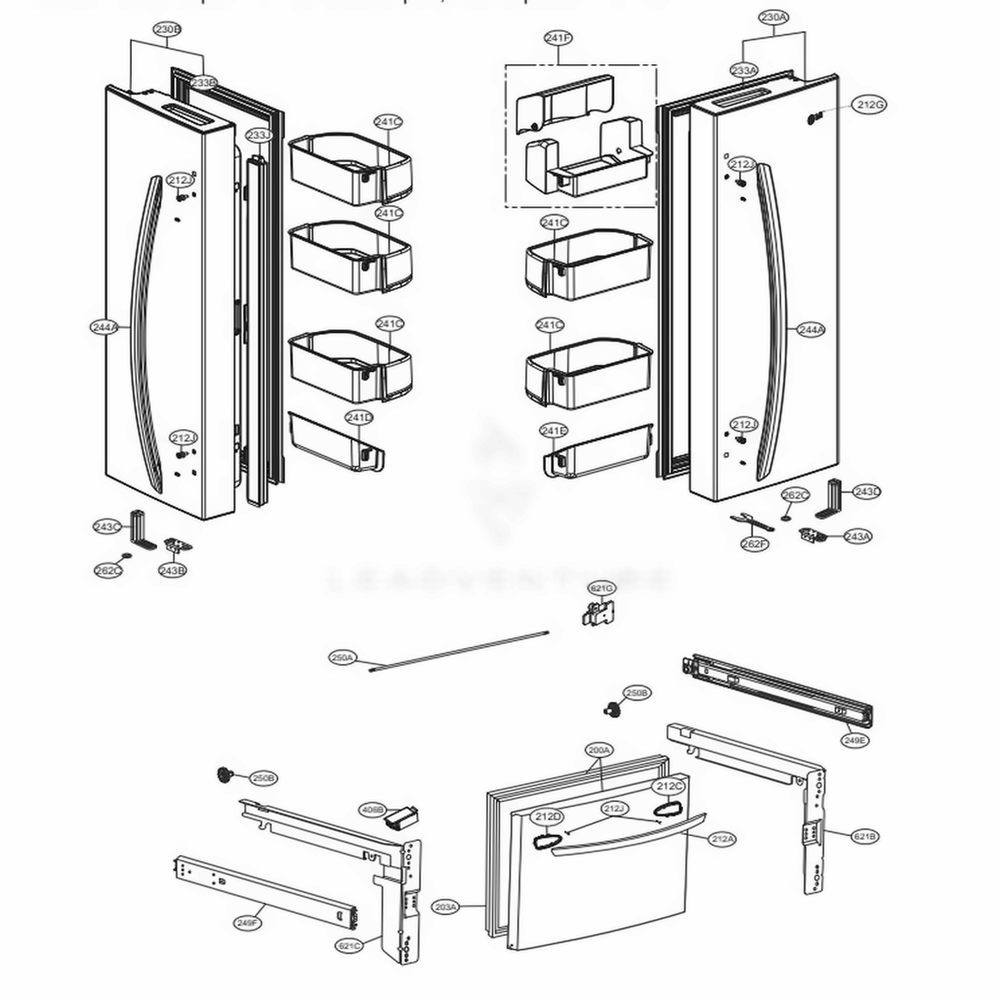 LG ADD36429858 Refrigerator Refrigerato Door Foam Assembly