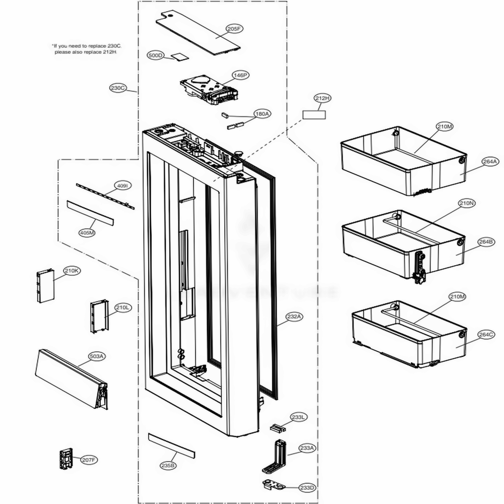 LG ADC75506307 Refrigerator rig Door Assembly