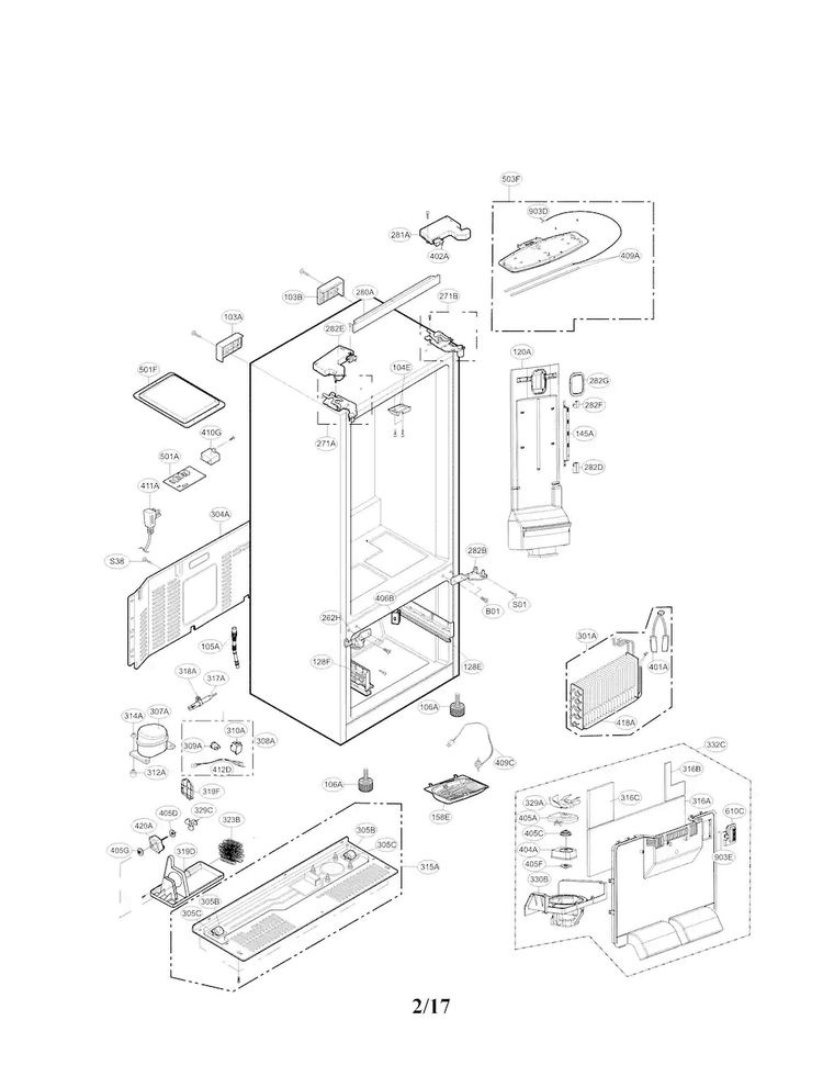 LG ABQ74110424 Refrigerator Display Case Assembly