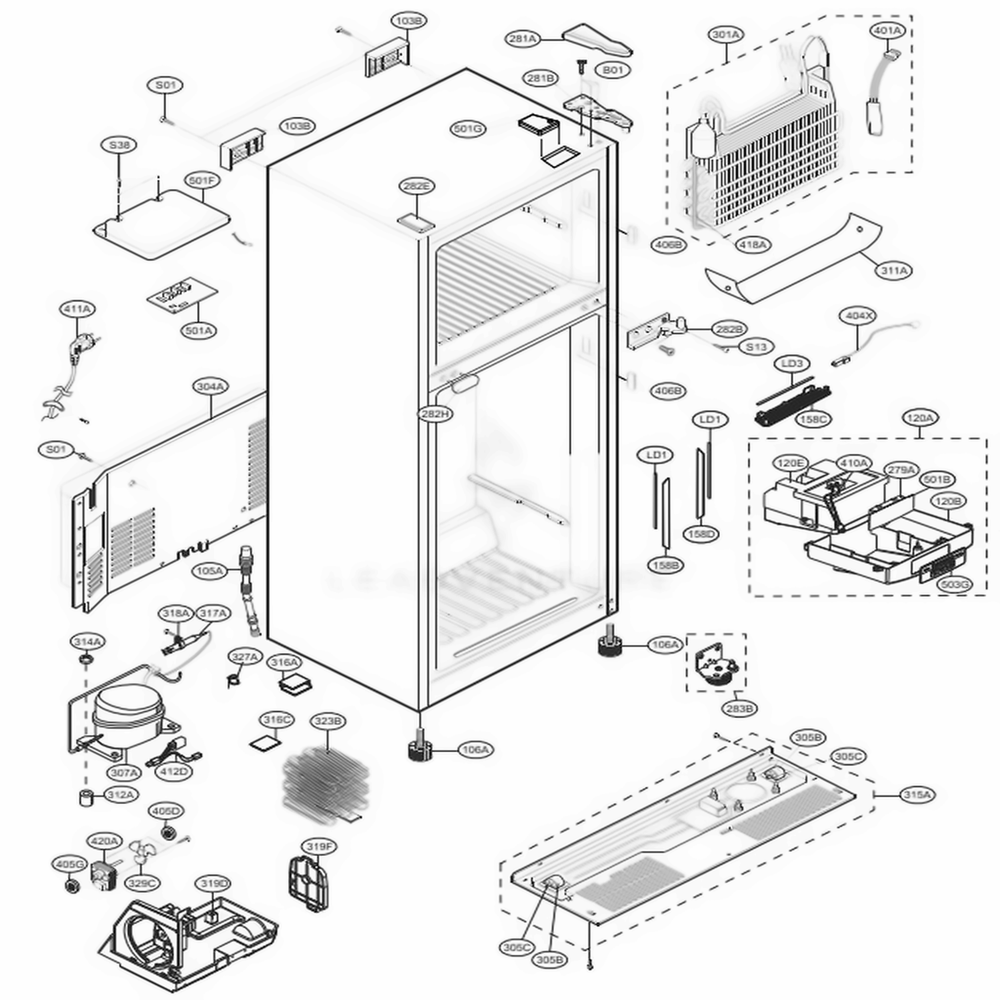 LG ACQ89391603 Refrigerator Pcb Cover Assembly